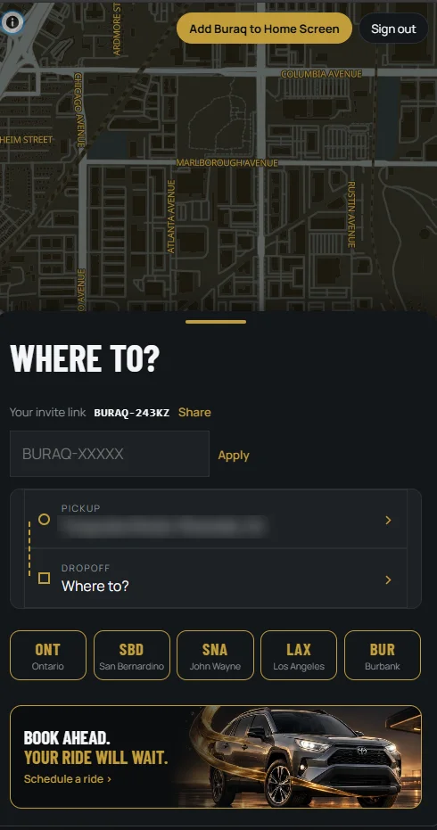 Your invite link and the field to enter a friend’s code